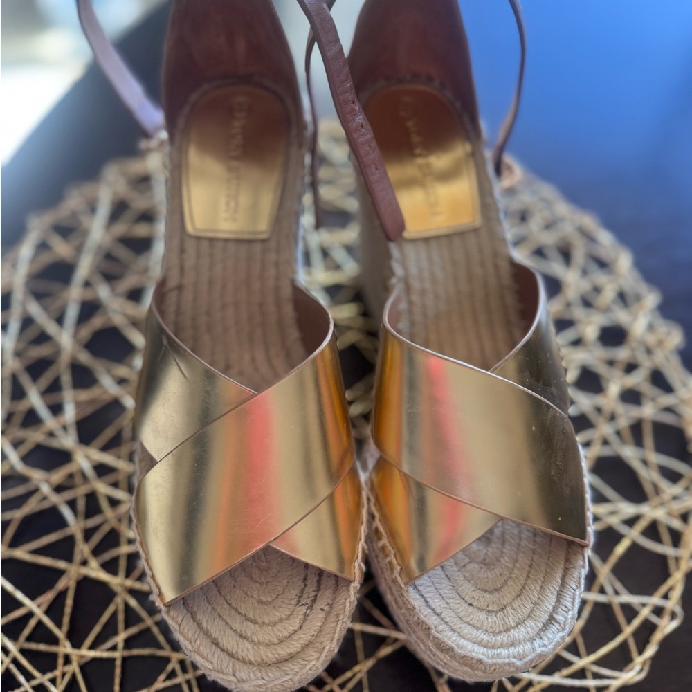 Gold Wedge Sandals - Picture 3 of 9